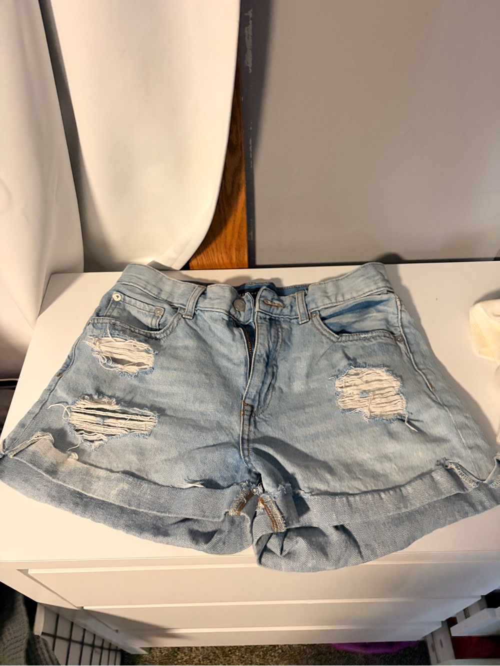 Aeropostale Light Blue Distressed Denim Jean Shorts